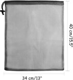 KUUQA 10 Pcs Drawstring Bag, Laundry and Golf Ball Bag, Nylon Mesh for Storage, Travel and Sports (Black, 13"x15.5")