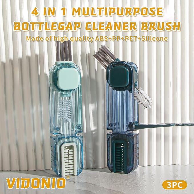 2Pcs 4 in 1 Cup Lid Gap Cleaning Brush Set,Multifunctional Crevice Cleaning Brush for Bottle,Multipurpose Bottle Cleaner with Compact Design Tiny Silicone Cup Holder Cleaner Tool,Kitchen Gadgets