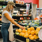 Simple Ecology Reusable Grocery Produce Shopping and Storage Bags, Organic Cotton Mesh, Set of 10 (2 ea. XL, L, M, S, XS)