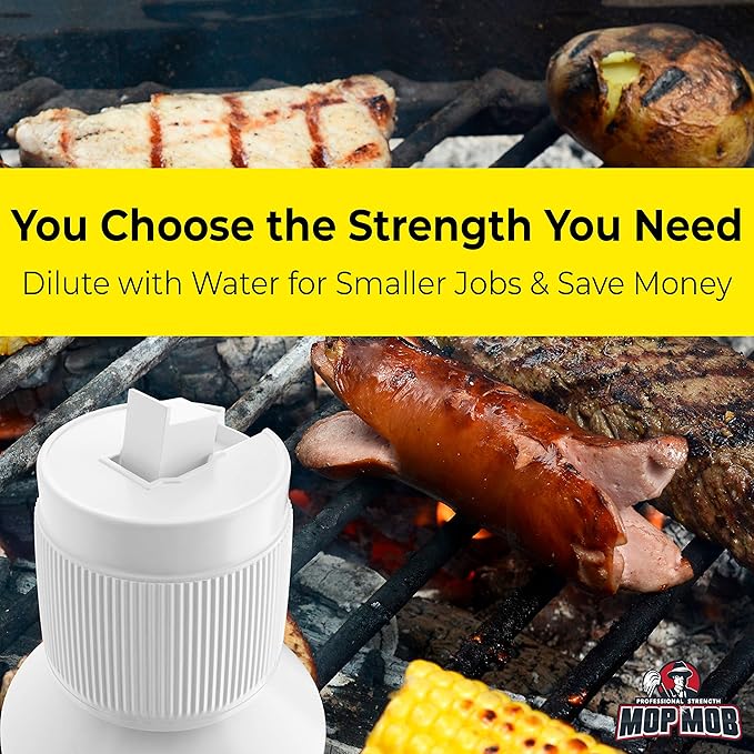 Commercial Grill and Oven Cleaner 32oz Concentrate 4pk. Heavy-Duty Fast-Acting Degreaser Solution Removes Carbon, Grime, Burnt Food and Oil for Griddles Fryer Baskets and Kitchen Cooking Surfaces.