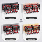TRZZ 2-in-1 Power Tool Organizer Wall Mount, 3-Layer Drill Holder with 2 Side Pegboards, 8 Drill Holders, 4 Hooks, and 1 Drill Bit Rack, Tool Storage for Garage, Workshop, and Tool Room (Black)