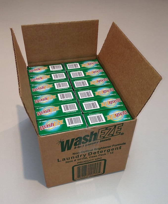 WashEZE 3-in-1 Laundry Detergent Sheets: Unscented Laundry Sheets - 120 Count Detergent Fabric Softener and Static Guard all in ONE SHEET! Saves You Money! Made in the USA