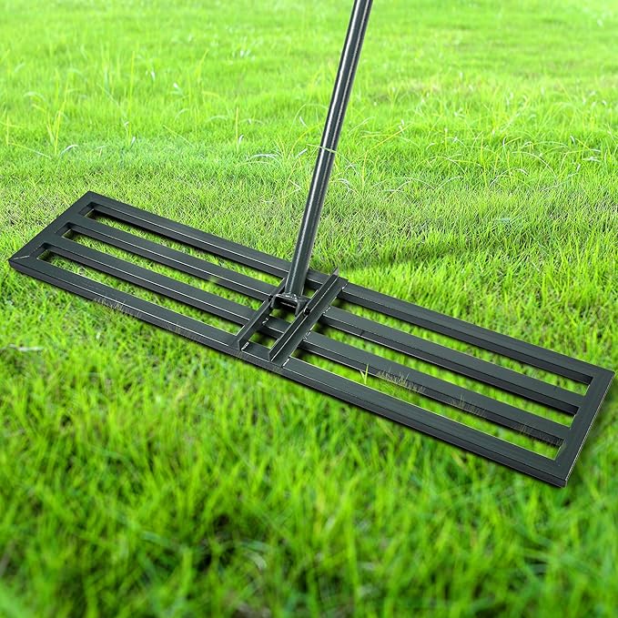 Lawn Leveling Rake,45"x10" Heavy-Duty Steel Lawn Leveler with 84" Anti-Slip Handle, Yard Leveling Rake Perfect for Garden, Backyard, Golf Course, Farm & Landscaping