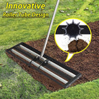 30"x10"Lawn Leveling Rake with Aluminum Rollers, Stainless Steel Yard Lawn Leveler Tool with Adjustable Long Handle, Yard Leveling Rake Suit, Levelawn Tool for Soil, Grass, Golf Course, Garden, Farm