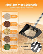 Chicken Poop Scooper with Ergonomic Grip, 4 in 1 Adjustable Chicken Coop Pooper Shovel (24 to 70"), Sifting Litter Shovel Scoop for Chicken Coop/Goat Stall/Stable Cleaning