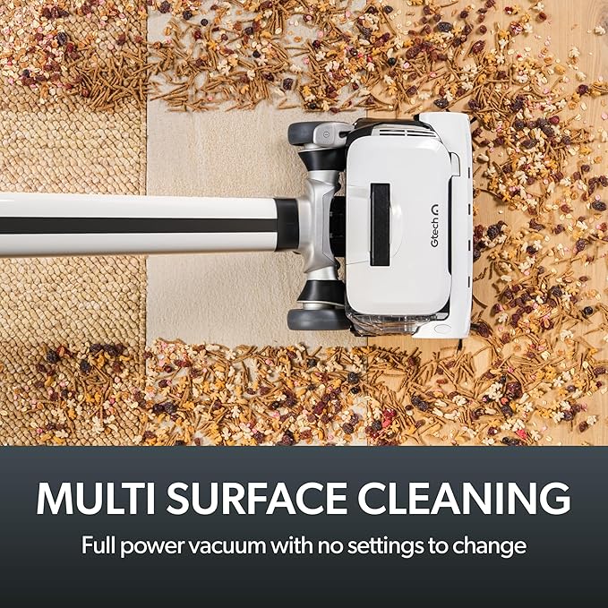 Gtech AirRAM 3 Cordless Vacuum Cleaner with Anti-Hair Wrap Bar - Dual Edge-Clean Brushes - Perfect for Carpet and Hardwood Floors - Rechargeable 22v Li-ion Battery - Lightweight - New Model/Red Thread