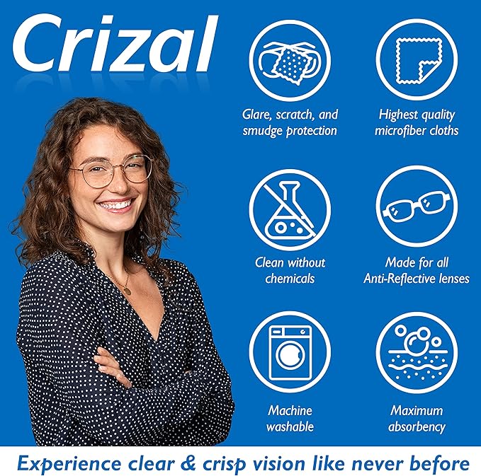 Eyeglass Lens Cleaner Kit, Doctor Recommended for Anti Reflective Lenses and Coating, 2oz Crizal Spray w/Crizal Microfiber Cloth, 3pk