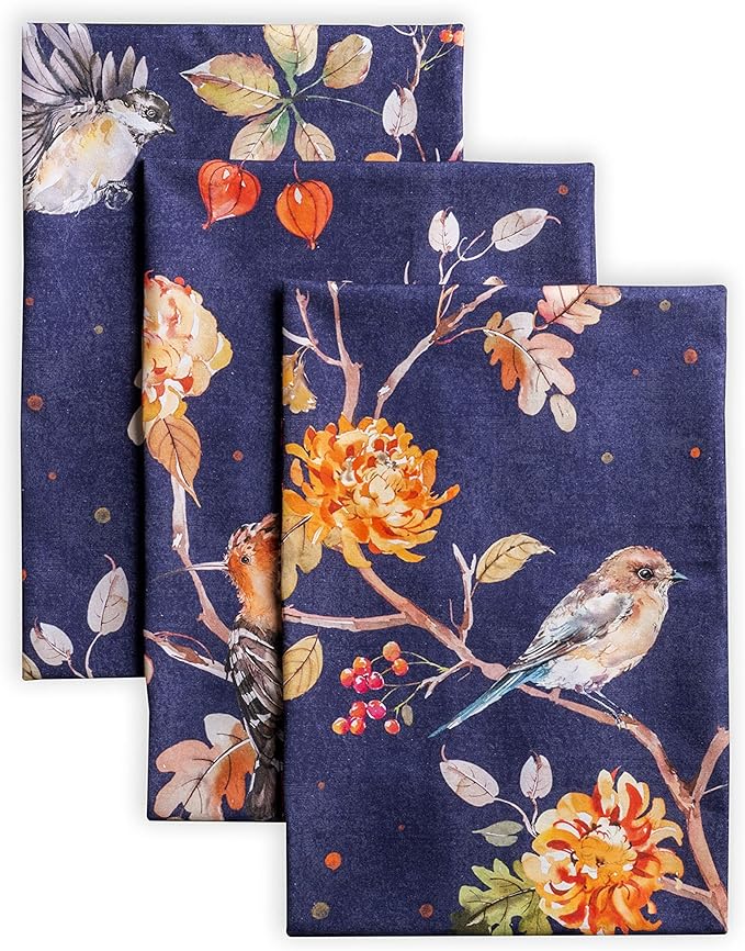 Maison d' Hermine Kitchen Towels Set of 3 100% Cotton 27.50" x 20" Reusable Cloth Tea Dish Towels Absorbent with Hanging Loop for Kitchen, Home, Dining, Cocktail Parties (Kelim - Infinity)