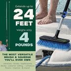 EVERSPROUT 7-to-24 Foot Scrub Brush (30 Foot Reach) | Built-in Rubber Bumper | Heavy-Duty Extension Pole Handle | Soft Bristles wash Car, RV, Boat, Solar Panel, Deck, Floor | Bumper Prevents Scratch