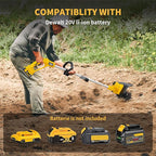 Cordless Tiller Cultivator for Dewalt 20V Battery(Tool Only), Brushless Motor,Electric Garden Tiller w/360 RPM, 9In Tilling Width and 6.6In Depth Garden Rototiller for Lawn/Soil Cultivation