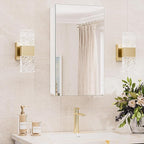 TokeShimi 14x24 Bathroom Mirror with Storage Tempered, Aluminum White Recessed Medicine Cabinet with Mirror Frameless Stepless Adjustable Shelf, Surface Mount Medicine Cabinet for Bathroom