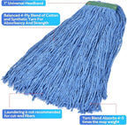 Matthew Cleaning 16oz 6Pack Cotton Floor Mop,Cotton Looped-Open String Heavy Duty String Mop Refills, Universal Headband Blend,Mop Head Replacement for Home, Industrial and Commercial Use(Blue)