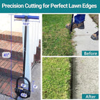 Edger Lawn Tool 41in Border Edger with Tempered Spring Steel Blade Long Rubber Handle Wide Footplate Rustproof Manganese Steel Half Moon Edger for Garden Maintenance
