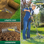 Thatch Rake,55 Inch Heavy Duty Lawn Thatching with Adjustable Stainless Steel Handle,Multiple Garden Rake for Leaves,Lawn Loosening Soil,Backyard,Garden