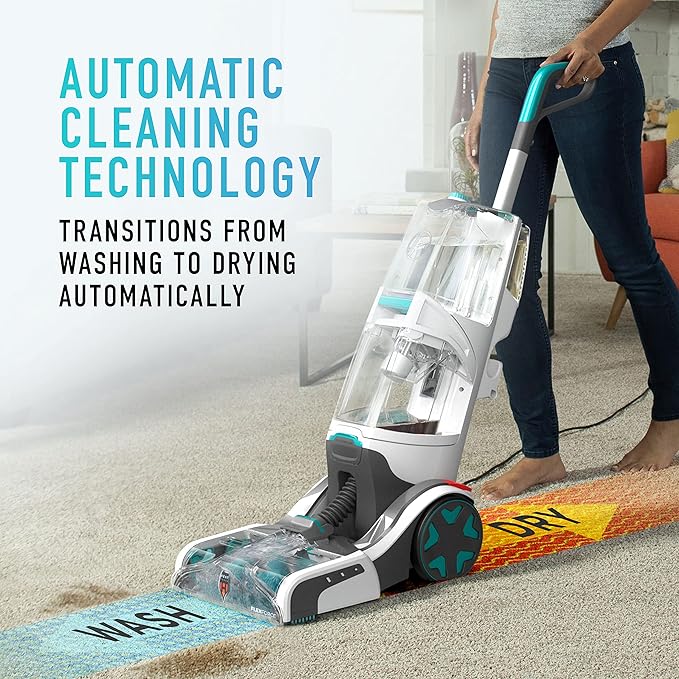 Hoover Smartwash Automatic Carpet Cleaner, FH52000G, Turquoise and Paws & Claws Solution Bundle, Deep Cleaning Shampoo with Pet Spot and Stain Remover pretreat Formula, AH30933, White, 128 Fl Oz