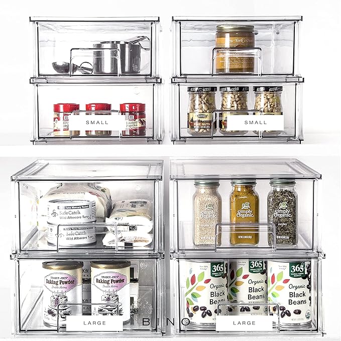 BINO | Stackable Storage Drawers, Small - Clear | THE CRATE COLLECTION | Storage Bins With Drawers | Bathroom Organizers | Under Sink Organizer | Vanity Cabinet Home Organization