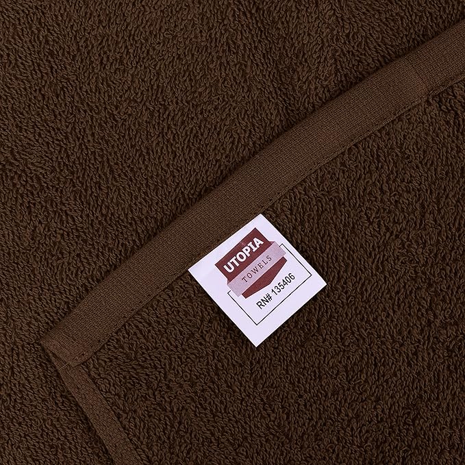 Utopia Towels 24 Pack Cotton Washcloths Set, 100% Ring Spun Cotton, Premium Quality Flannel Face Cloths, Highly Absorbent and Soft Feel Fingertip Towels, Brown