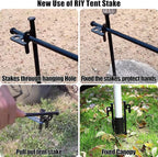 4 Pack Tent Stakes Heavy Duty Metal Tent Pegs for Camping Steel Tent Stakes 8 inch Unbreakable and Inflexible Black