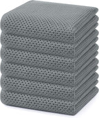 Homaxy 100% Cotton Waffle Weave Kitchen Dish Towels, Ultra Soft Absorbent Quick Drying Cleaning Towel, 13 x 28 Inches, 6-Pack, Grey