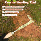 3-Sided Crevice Weeder - 12.6" Stainless Steel Garden Weeding Tool with Beech Handle, L-Shaped Crevice Weeder Sickle for Garden Lawn, Yard Patio Terrace, Paving Gaps