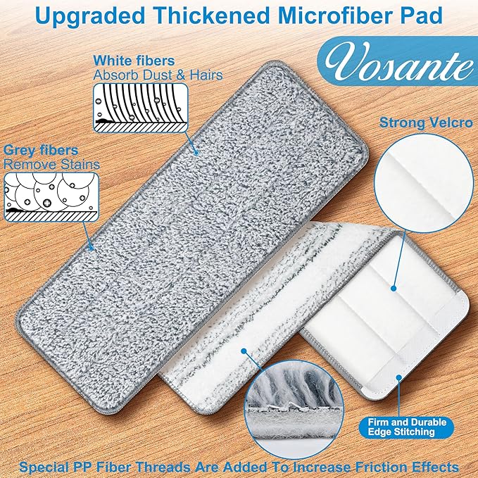 6pcs Mop Replacement Pads Compatible with Joymoop Mop, Universal 13"x4.9” Microfiber Mop Pads, Mop Head Replacement, Flat Mop Pads Washable Microfiber, Reusable Floor Mop Pads, Cleaning Tools