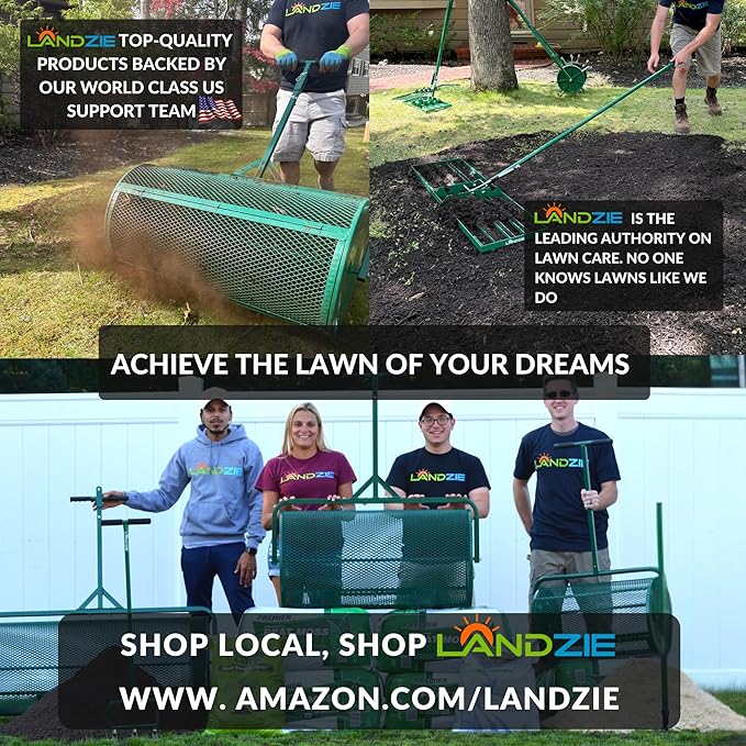 Landzie AeroLeveler - The Lawn Leveling Rake That Never Flips - Patented 36 inch Wide Pneumatic Lawn Level for Yard, Dirt, Soil, Sand, Provides Stability and Control Without Flipping Over