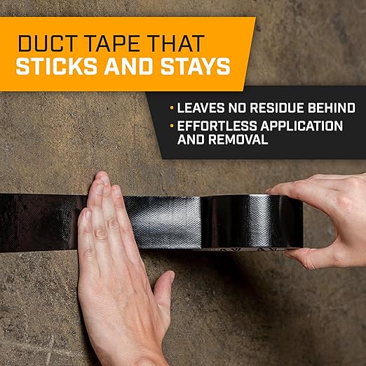 Lockport 3 Pack Black Duct Tape Heavy Duty Waterproof,20 Yards x 2 Inch,Strong Adhesive Roll for Indoor & Outdoor Repair,No Residue,Tear by Hand - Duct Tape Bulk Value