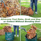 Walensee Leaf Grabber Rake with Long Steel Handle, Heavy Duty Leaf Picker Upper & Garden Claw, Multi-Use Leaves Scoop and Hands Rake for Lawn & Yard Shrub Cleanup