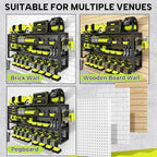 Large Power Tool Organizer Wall Mount,4 Layers 8 Drill Holder Heavy Duty Metal Cordless Tool Storage Loads 420lbs with Screwdriver Holder,Utility Racks for Garage, Workshop, Pegboard, Shed - 32 Inch