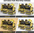 KSVO Power Tool Organizer Wall Mount with Drill Rack, Grinder Holder, Hammer & Pliers Rack, Locking Drawers, 6-Outlet Charging Shelf – Heavy Duty Metal Tool Storage for Garage, Workshop (Yellow)