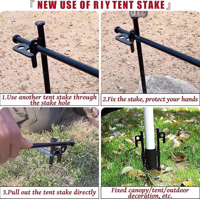 20 Pack 8 inch Tent Stakes Heavy Duty Metal Tent Pegs for Camping Steel Tent Pegs Unbreakable and Inflexible