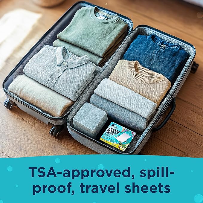 Laundry Detergent Sheets - Travel Laundry, Eco Friendly Detergent, Lightweight Dissolvable Washer Sheets for Fresh & Clean Clothes, Zero Waste Laundry Soap Sheet Up to 100 Loads By Blue Bubble