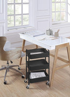 SunnyPoint 3-Tier Delicate Compact Rolling Metal Storage Organizer - Mobile Utility Cart Kitchen/Under Desk Cart with Caster Wheels - BLK (15.35" X 10.24" X 26.8"H)