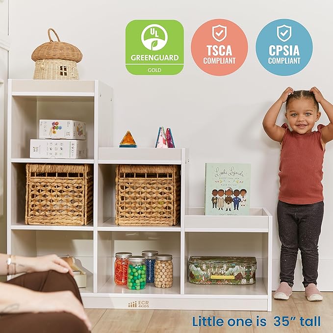 ECR4Kids 3-2-1 Cube Storage Cabinet, Display Shelf, White Wash