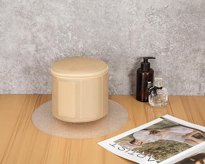 2 Pack Bra Laundry Bags for Washing Machine, Delicate Underwear Wash Bags with Anti-Deformation Structure & Fixed Friction Plates (beige)