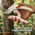 Fiskars Bypass Pruner with PowerLever, Lightweight Garden Shears, White