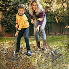 46 HRC Steel Gardening Leaf Rake, 22 Tines 22.8" Wide,Adjustable Split Long Handle 33-67",Suitable for Raking Leaves and Lawn Tidying,Garden rake and thatch rake Suitable for Adults