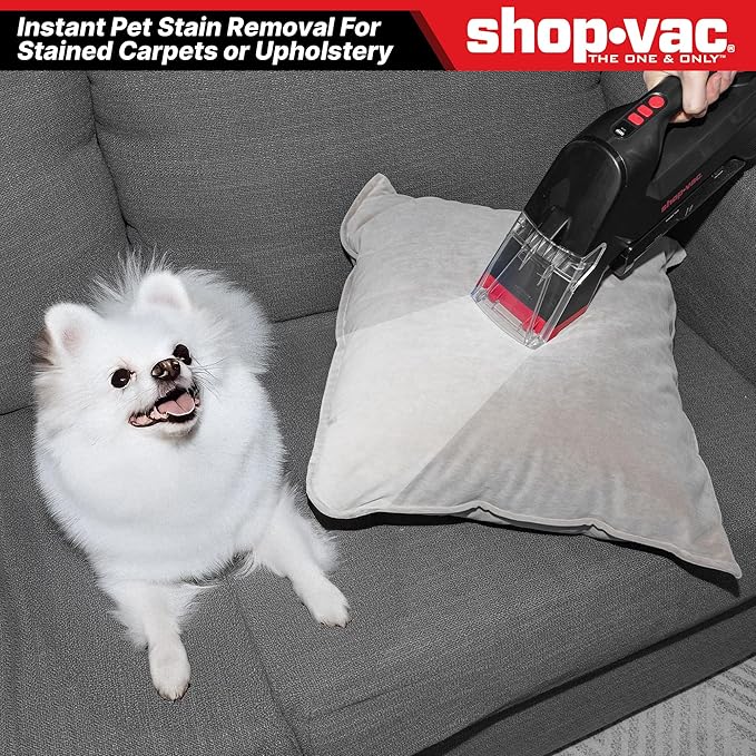 Shop-Vac 3-in-1 Cordless Spot Cleaner, Handheld Upholstery Cleaner with Spray, Rolling Brush and 5.5kPa Suction, 2 Water Tanks, USB-C Rechargeable