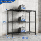 3- Shelf Metal Shelving Unit 35.6Wx14Dx36H,Adjustable Storage Shelves Heavy Duty Garage Steel Shelving for Office,Wire Rack Small Shelf for Kitchen Shelves Laundry Bathroom Pantry Closet Black,2pc