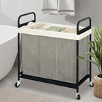 STO STO Laundry Hamper 3 Section, 120L Rolling Laundry Sorter Cart with Removable and Washable Liner Bag, Clothes Hamper with Wheels and Metal Handle for Laundry Room and Bedroom