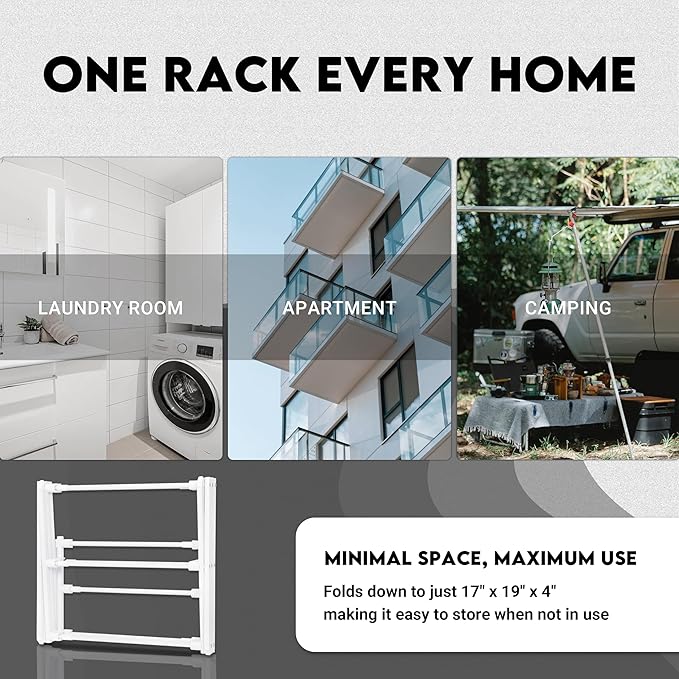 2024 Enhanced Clothes Drying Rack | Foldable Drying Rack Clothing for Laundry | Small Collapsible Portable Dryers for Laundry | Use for Indoor & Outdoor | White 37.5"x29"x12"
