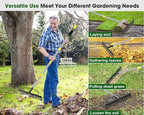 Heavy Duty Garden Rake for Leaves - 17 Tine Metal Head & Adjustable Stainless Steel Handle, 17" Wide 5.58FT Yard Rake for Shrub Leveling/Grass Care