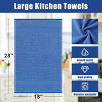 Homaxy Premium Kitchen Towels(18”x 28”, 12 Pack), Large Cotton Kitchen Hand Towels, Flat and Terry Dish Towels, 380 GSM Highly Absorbent Tea Towel Set with Hanging Loop, Blueberry