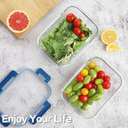 10 Pack Borosilicate Glass Meal Prep Containers with Locking Lids, Glass Food Storage Containers Set, Airtight Lunch Bento Boxes, BPA-Free & Leak Proof, 36oz & 14oz, Freezer, Oven Safe-Deep Blue
