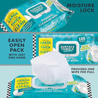 Single Surface Wipes with Bleach, Thick & Large Dispose, All-Purpose Cleaner for Bathroom, Kitchen, Office, 100 Count Soft Flow, Biodegradable, Fresh Scent