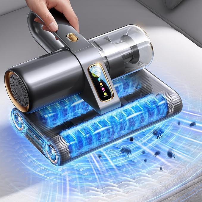 PureMatt Pro 35Kpa Max Suction AI Mattress Vacuum [100% Allergen, Dust Mite & Pet Hair Removal] Bed Vacuum Cleaner with UV Lights, Ultrasonic, HEPA Filter & Sensor, for Bed, Couch, Sofa, Corded, Gray