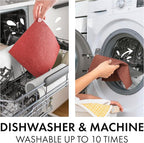 SUPERSCANDI 6 Pack Swedish Dishcloths for Kitchen - 100% Biodegradable & Compostable Reusable Paper Towels Washable, Food-Safe & Without Plastic - Dish Rags Suitable for Any Surface, Red