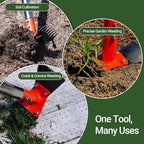 2-in-1 Garden Hoe and Weed Puller Rake, 60 Inch Adjustable Long Handle Weeding Tool Heavy Duty Spring Steel Head with Sand Grain Coating, Weed Remover for Garden, Yard, Lawn, Driveway