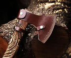 Wazir Crafts Viking Axe |Carbon Steel Engraved Blade with 18″ Wooden Handle & Leather Sheath | Collectible Norse Design Hatchet for Camping & Gifting (WCA-014)