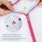 2 Pack XXL Durable Honeycomb Mesh Laundry Bags for Delicates with AUTO-Lock Zipper, Lingerie Bags for Washing Delicates, Laundry Bags Mesh Wash Bags for Bed Sheet,Bed cover,Blanket,Curtain, Sweater